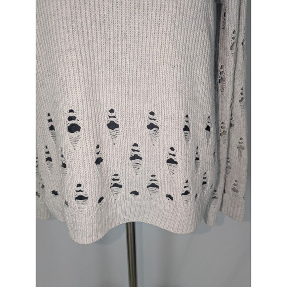 Lucky Brand Sweater S Women's Gray Thrashed Ripped Long Sleeve Knit Grunge - Picture 2 of 10